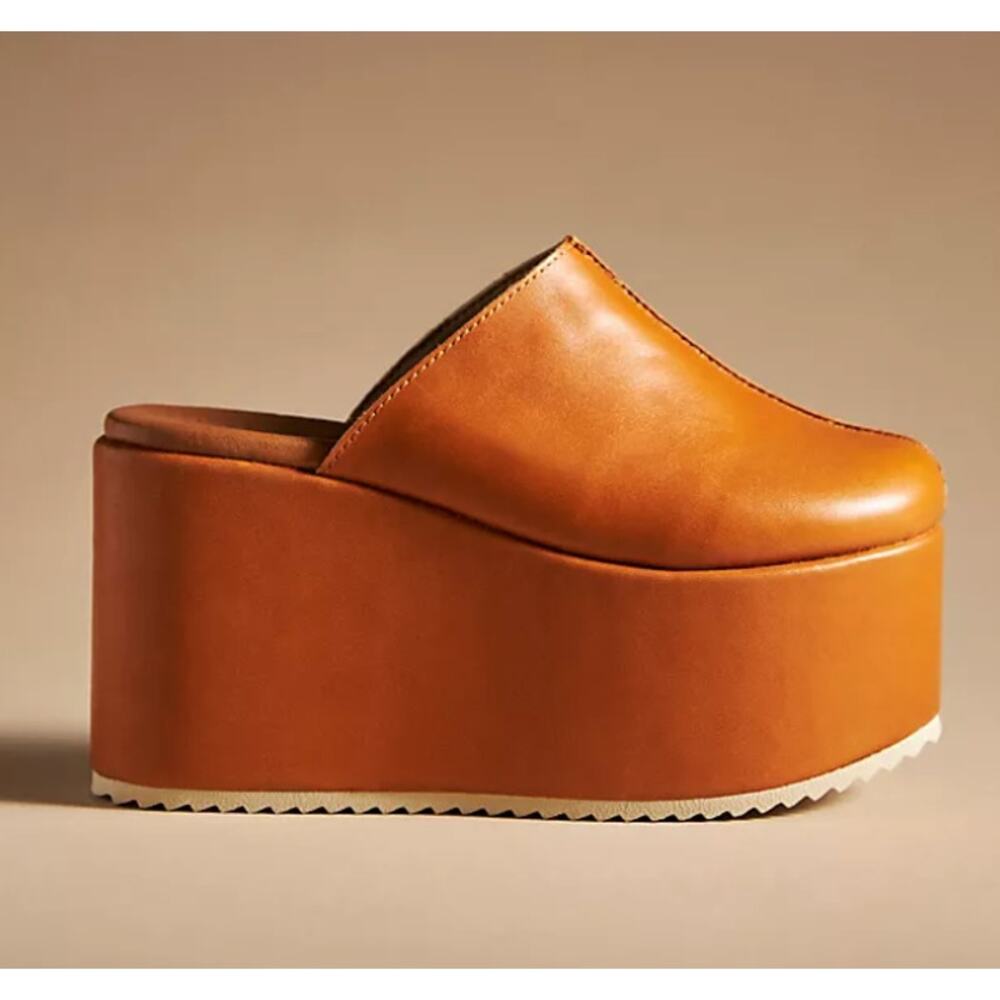 Women's Tan Platform Mules